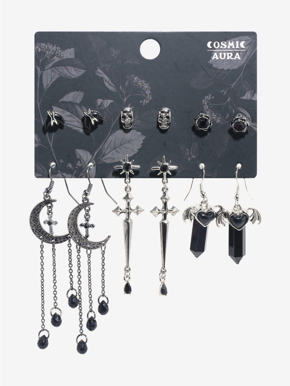 Cosmic Aura Dark Crystal Moon Dagger Earring Set Hot Topic